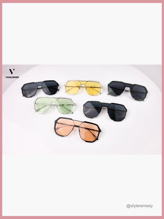Metal Frame Square Aviator Sunglasses with UV Protection main image 4